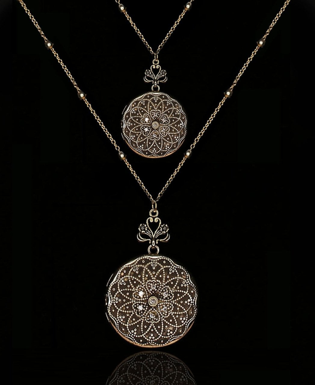 Anne & Kız Takım Gold Eskitme Cevşen Kolye