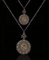 Anne & Kız Takım Gold Eskitme Cevşen Kolye