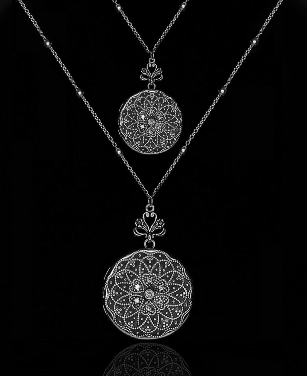 Anne & Kız Takım Gümüş Renkli nikel kaplama Cevşen Kolye