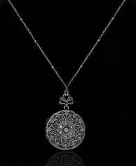 Büyük Boy Gümüş Renk Cevşen Kolye