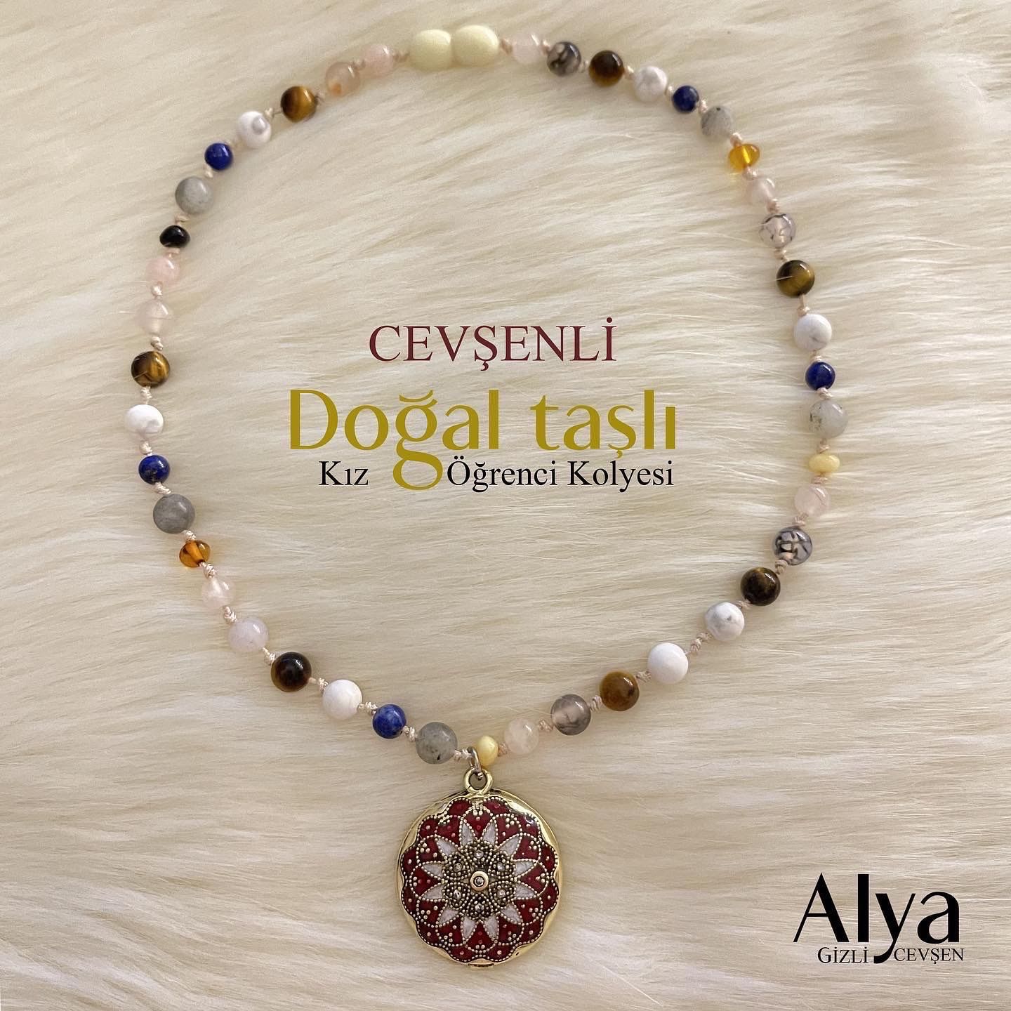 Doğal Taşlı Başarı Kolyesi Mineli Kız 50 cm.