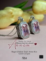 Anne kız  Pembe Taşlı Baget Cevşen